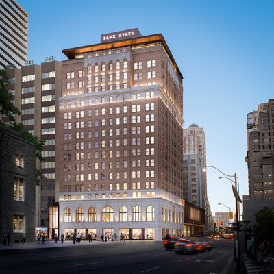 Exterior shot of the restored Park Hyatt heritage South Tower, which will feature 65 luxury rental apartments (CNW Group/Oxford Properties Group Inc.)