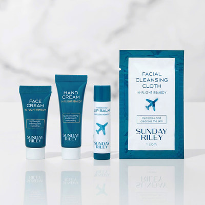 United's inflight skincare collection formulated by Sunday Riley.