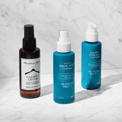 Premium cabin lavatories on dozens of aircraft in United’s fleet will also offer a face mist and hand cream formulated by Sunday Riley, as well as other new products, like the Garment Groom 2-1 spot cleaner and fabric freshener created by Murchison-Hume.