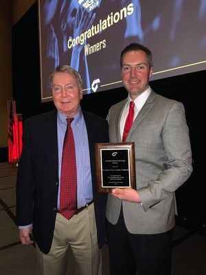 Michael and Derek Smith receiving the 2018 AFA Fence Contractor of the Year Award in Indianapolis, Ind. at FENCETECH 2019