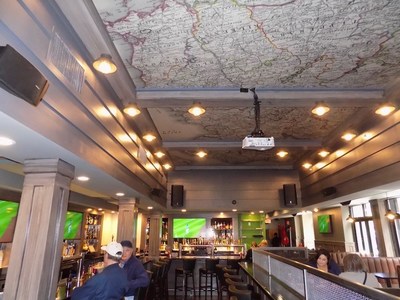 Acoustical Panels decorating the ceiling of a popular tavern