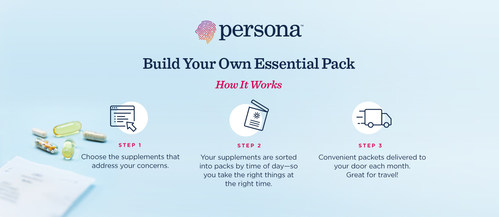 The new Essential Packs complement Persona’s current personalized nutrition model by giving consumers the opportunity to quickly try a vitamin program that supports their health goals. For consumers who are uncertain of their body’s nutritional needs or have questions about possible interactions with their prescription medications, they are encouraged to take Persona’s free online nutritional assessment to curate a custom pack of vitamins designed for their specific needs.