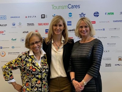 Pictured (L to R) at the World Travel & Tourism Council (WTTC) Global Summit in Seville, Spain are Gail Moaney, Founding Managing Partner and Director, Travel & Lifestyle Practice, FINN Partners; Paula Vlamings, CEO, Tourism Cares; and Debbie Flynn, Managing Partner, Travel & Lifestyle Practice, FINN Partners