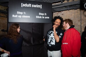 Adult Swim stars Sarah Chalke and Derrick Beckles at the Adult Swim launch event on April 3, 2019