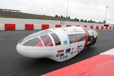 NIU Supermileage team competing under Prototype – Internal Combustion category on the track at Make the Future Live California featuring Shell Eco-marathon Americas at Sonoma Raceway in Sonoma, Calif. (Scot Tucker/AP for Shell)