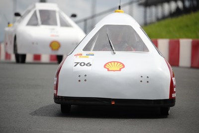 Mater Dei Supermileage team competing under UrbanConcept – Battery Electric category on the track at Make the Future Live California featuring Shell Eco-marathon Americas at Sonoma Raceway in Sonoma, Calif. (Scot Tucker/AP for Shell)