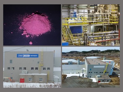 Image 1. First Cobalt Refinery exterior, interior and cobalt sulfate material (CNW Group/First Cobalt Corp.)