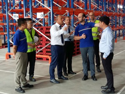 FM Logistic CEO Jean-Christophe Machet talks with Hamza Harti, country general manager, Vietnam