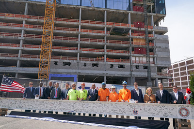 The St. Louis Cardinals and The Cordish Companies joined their construction partners, PARIC Corporation, civic and community leaders and executives from PwC and ButcherJoseph & Co to celebrate a major construction milestone today of the $260 million expansion of Ballpark Village with a traditional Topping Out Ceremony of the Class-A Office Tower – The PwC Pennant Building – to mark the completion of the exterior structure of the building.