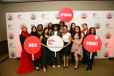Girls Inc. of Westchester County participants welcome actress Yara Shahidi, center, to the organization’s annual gala. Founded in 2007, Girls Inc. Westchester provides girls ages 9-18 with a place where they feel physically and emotionally safe, trained professionals who mentor and guide them, and peer groups that help them to feel supported, valued and confident (Photo credit: Stuart Ramson/APImages for Girls Inc. of Westchester County).