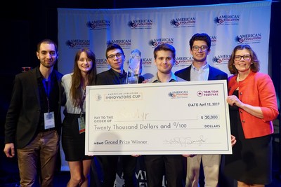 From left to right - Members of the Rendyr team Martin Angst, Callan McGill, Kaelum Hasler, Liam Lawrence, Reid Holbert and American Evolution Executive Director Kathy Spangler at the American Evolution Innovators Cup.