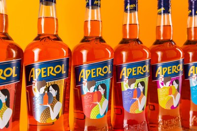 Aperol’s bespoke limited edition bottles; each entirely unique and created in celebration of the brand’s centenary in 2019 (PRNewsfoto/Aperol)