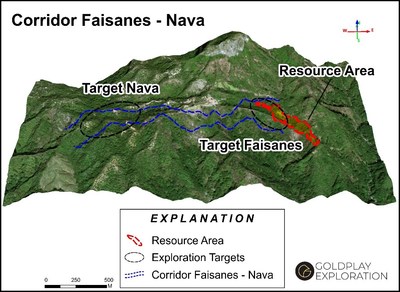 Figure 2 Location of the Faisanes-Nava Trend and San Marcial Resource Area (CNW Group/Goldplay Exploration Ltd)