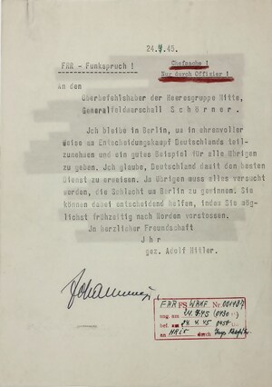 Hitler Refuses To Flee Berlin - Historic Telegram To Be Auctioned