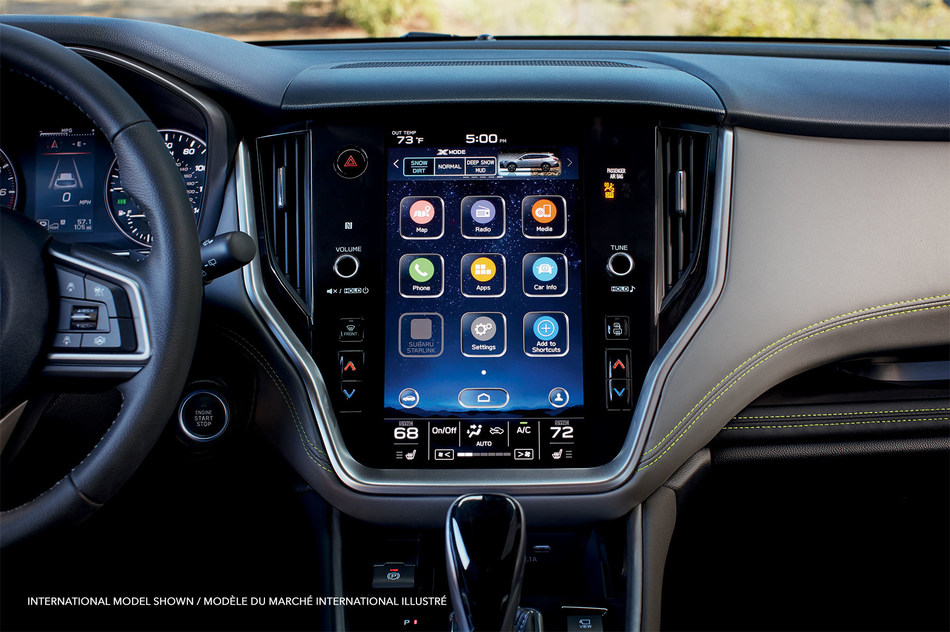 The available vertically mounted 11.6-inch touchscreen infotainment system in the 2020 Outback more closely mirrors the form and function of a smartphone or tablet. (CNW Group/Subaru Canada Inc.)