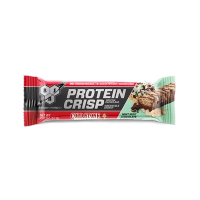 BSN collaborated with Cold Stone Creamery to add popular ice cream Creation flavors Birthday Cake Remixtm and Mint Mint Chocolate Chocolate Chiptm to its line of BSN Protein Crisp bars.