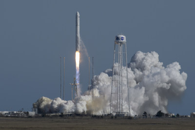 The Northrop Grumman Antares rocket, with Cygnus resupply spacecraft onboard, launches from Pad-0A, Wednesday, April 17, 2019 at NASA's Wallops Flight Facility in Virginia. Northrop Grumman's 11th contracted cargo resupply mission for NASA to the International Space Station will deliver about 7,600 pounds of science and research, crew supplies and vehicle hardware to the orbital laboratory and its crew. Photo Credit: NASA/Bill Ingalls