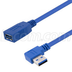 L-com推出配置母头连接器的直角型USB 3.0线缆组件