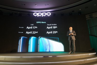 OPPO Reno Pre-order and First Sale dates announced by Andy Shi, President, MEA, OPPO (PRNewsfoto/OPPO)