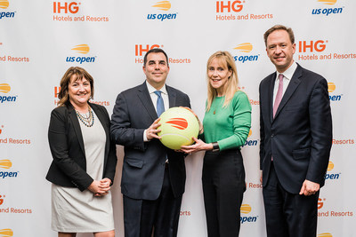 IHG® Hotels & Resorts Named official hotel and hotel loyalty partner of the US Open Tennis Championships. (L to R) Deanne Pownall, Managing Director, Partnership Marketing, USTA; Lew Sherr, Chief Revenue Officer, USTA; Claire Bennett, Chief Marketing Officer, IHG; Christian Hempell, Senior Vice President, Global Loyalty & Partnerships, IHG.