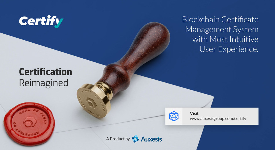Auxledger powered Blockchain Certificate is ready to deploy in Premium Indian Universities (PRNewsfoto/Auxesis Group)