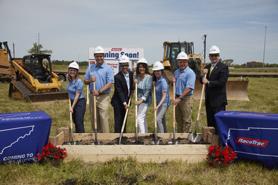 RaceTrac President Natalie Morhous, RaceTrac COO Billy Milam, Mayor of Murfreesboro Shane McFarland, Mayor of Smyrna Mary Esther Reed, RaceTrac CMO Melanie Isbill, RaceTrac VP of Operations Mark Reese and Mayor of Rutherford County Bill Ketron breaking ground for RaceTrac on Tuesday, April 23, 2019 in Murfreesboro, Tenn.