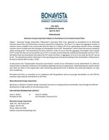 Bonavista Energy Corporation Adopts an Amendment to its Incentive Award Plans