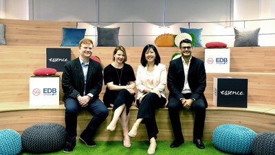 From left to right: Simeon Duckworth, Global Head of Strategy and Analytics, Essence, Sarah Walker, Global Head of Business Planning, Essence, Dawn Lim, EDB (quoted), and Kunal Guha, Essence (quoted), at Essence’s Singapore office
