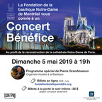Pour la reconstruction de la Cathédrale Notre-Dame de Paris - Concert bénéfice le dimanche 5 mai 2019, 19 h : une initiative de la Fondation de la basilique Notre-Dame de Montréal