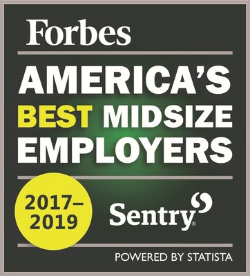 Forbes names Sentry Insurance in Stevens Point, Wisconsin, one of America's Best Midsize Employers for a third consecutive year.