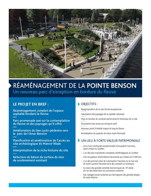 Fiche technique pointe Benson (Groupe CNW/Commission de la Capitale-Nationale du Qubec)