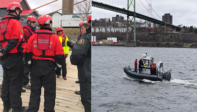 MP Fisher joins fishery officers during Marine Mammal Response Training in Bedford Basin (CNW Group/Fisheries and Oceans Canada, Maritimes Region)