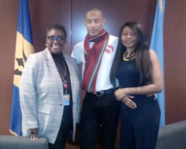 SM@RT Core Team Members at Barbados' Permanent Mission to the UN, New York, NY. From left are: Barbados Ambassador to the UN, Miss Liz Thompson, LLM, MBA - Robin Belle, Socio-economic Entrepreneur and Founder/CEO of SM@RT - Michelle Chivunga BSc, Blockchain Specialist and International Policy Expert. Another core team member, Michael Grimes, CPA, CGA, was unavailable due to prior commitments in Barbados.