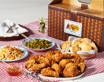 Cracker Barrel's Southern Fried Chicken Picnic Box is the perfect family meal to-go. The Picnic Box's unique packaging makes it easy to carry home a complete meal, including 12 perfectly golden pieces of double-breaded, crispy, juicy, Southern Fried Chicken, a choice of two country sides, and buttermilk biscuits. A half-gallon of sweet or unsweetened tea, lemonade or strawberry lemonade, and banana pudding or cookies can be added for an additional charge. The Picnic Box will be available nationwide beginning on May 20 for $33.99.