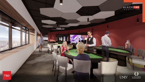 The 43,000 square-foot “Black Fire Innovation” space, a partnership of UNLV and Caesars Entertainment, will include replicated elements of a Caesars casino and resort to provide real-life conditions for product testing and a place for students to train to enter the workforce of the future.