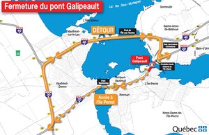 Autoroute 20 entre L'Île-Perrot et l'île de Montréal (Sainte-Anne-de-Bellevue) - Fermeture complète du pont Galipeault de l'autoroute 20 - Secteur à éviter