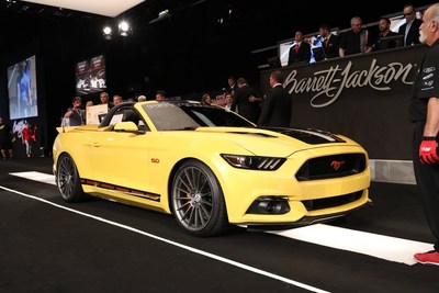 A 2015 Ford Mustang GT convertible raised $110,000 for Wounded Warrior Project at an auction in West Palm Beach April 11.