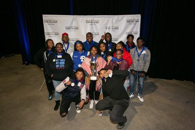 Wendell Phillips Academy High School students – the winners of the 7th annual Magnetar Team Challenge mock stock trading and financial education competition – pose with their first place trophy and medals.