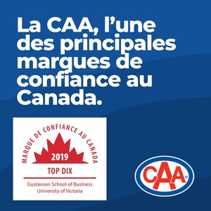 La CAA est nommée parmi les marques les plus fiables au Canada pour une troisième année consécutive
