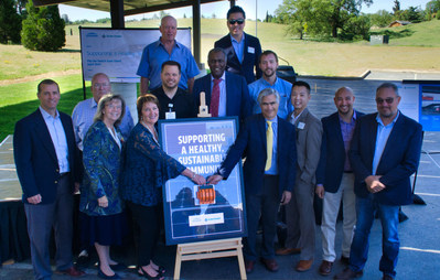 Sutter Amador Hospital leadership and members of the ENGIE project team celebrate the site activation of Sutter's new solar PPA system during a "flip the switch" celebration for community, staff, and sustainable energy partners on Friday, April 26, 2019.