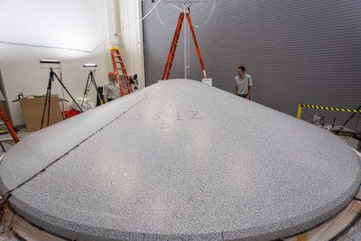 The Lockheed Martin-built heat shield, shown here in the testing phase, is just one component in the final aeroshell that will protect the Mars 2020 rover on its long journey to Mars.