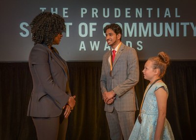 Award-winning actress Viola Davis congratulates Pranav Rajan, 17, of Lincoln (center) and Jorja Boller, 10, of Beatrice (right) on being named Nebraska's top two youth volunteers for 2019 by The Prudential Spirit of Community Awards. Pranav and Jorja were honored at a ceremony on Sunday, May 5 at the Smithsonian's National Museum of Natural History, where they each received a $1,000 award.