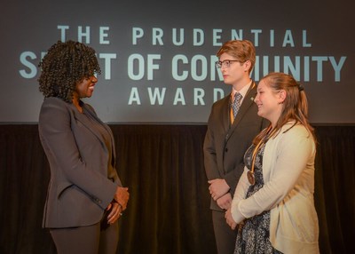 Award-winning actress Viola Davis congratulates Harrison Barnes, 17 (center) and Shelby Farris, 13 (right), both of Bridgeville, on being named Delaware's top two youth volunteers for 2019 by The Prudential Spirit of Community Awards. Harrison and Shelby were honored at a ceremony on Sunday, May 5 at the Smithsonian's National Museum of Natural History, where they each received a $1,000 award.