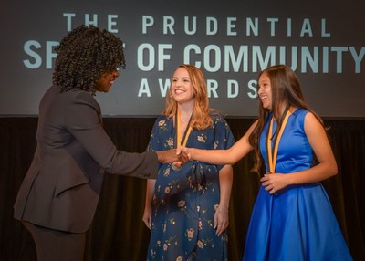 Award-winning actress Viola Davis congratulates Hannah Mitchell, 18, of Colorado Springs (center) and Amaya Garcia-White Buffalo, 13, of Antonito (right) on being named Colorado's top two youth volunteers for 2019 by The Prudential Spirit of Community Awards. Hannah and Amaya were honored at a ceremony on Sunday, May 5 at the Smithsonian's National Museum of Natural History, where they each received a $1,000 award.