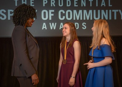 Award-winning actress Viola Davis congratulates Carlee Rizzo, 18, of Kenai (center) and Ashley Perry, 14, of Anchorage (right) on being named Alaska's top two youth volunteers for 2019 by The Prudential Spirit of Community Awards. Carlee and Ashley were honored at a ceremony on Sunday, May 5 at the Smithsonian's National Museum of Natural History, where they each received a $1,000 award.