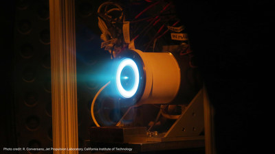 NASA JPL MaSMi thruster in operation. Photo credit: R. Conversano, Jet Propulsion Laboratory, California Institute of Technology