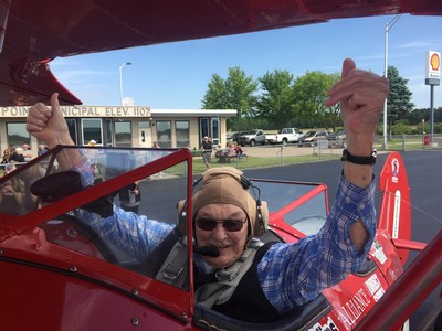 World War II veteran Eddie Lamken took his first Dream Flight with AADF in 2016. His experience inspired a community to raise more than $125,000 to purchase the Spirit of Wisconsin, a 1943 Stearman that will be based at Stevens Point Municipal Airport.