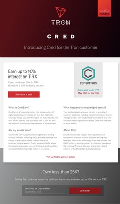 TRON and Cred Partner to offer Lending and Borrowing to TRON Ecosystem