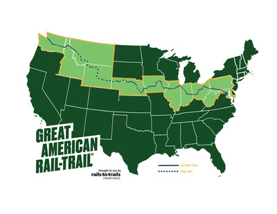 The Great American Rail-Trail (greatamericanrailtrail.org) is the nation's first cross-country multiuse trail, spanning 3,700 miles over 12 states between Washington, D.C., and Washington state. The 
