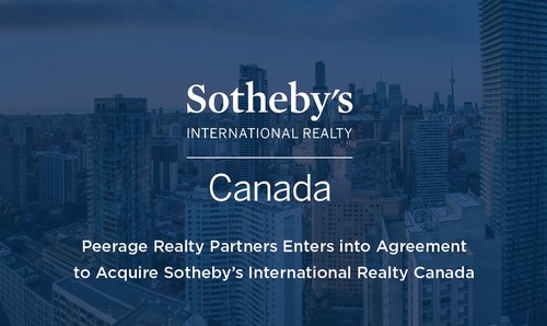 Peerage Realty Partners Enters into Agreement to Acquire Sotheby's International Realty Canada (CNW Group/Peerage Realty Partners Inc.)